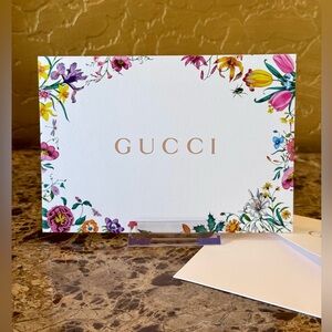 GUCCI Floral Post Card with Gold Logo with Envelope NEW